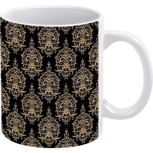 Ancient Golden Pattern-Fancy Decoration White Mug Coffee Mugs Girl Gift Tea Milk Cup Mugs Golden Pattern Mosaic Pattern Decorati