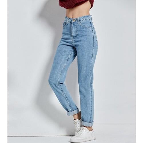 Women Casual High Waist Denim Pants Plaid Vintage Button Cowboy Jeans Harem Pants Trousers 2021 Spring Womens Clothing