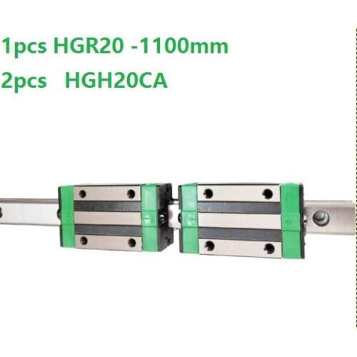 1pcs linear guide rail HGR20 1100mm + 2pcs HGH20CA linear narrow blocks for CNC router parts Made in China