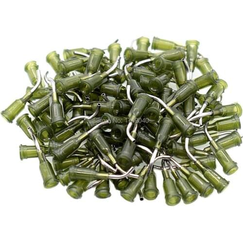 100pcs Bent Dispensing Needle Tips Glue Sealants 14G Needle Blunt Tips Glue Adhesive Dispenser 45 degree Bent Needles Set