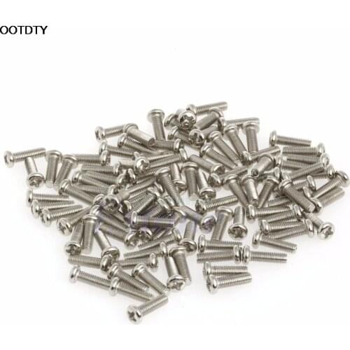 100pcs Metric M3 x 10mm Phillips Pan Head Screws Stainless Steel