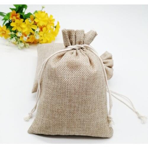 10x14 Jute Linen Bags For Jewelry Display Drawstring Pouch Gift Box Packaging Bags For Gift Bag Wedding/Christmas Burlap Bag Diy