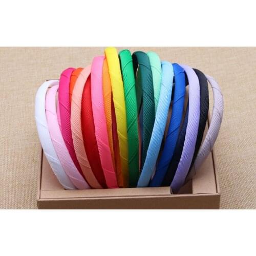 20pcs 10mm Grosgrain Ribbon Lined Headbands hair loop Hair bands With Ribbon Covered Plastic Hairband Hair Accessories FJ3144