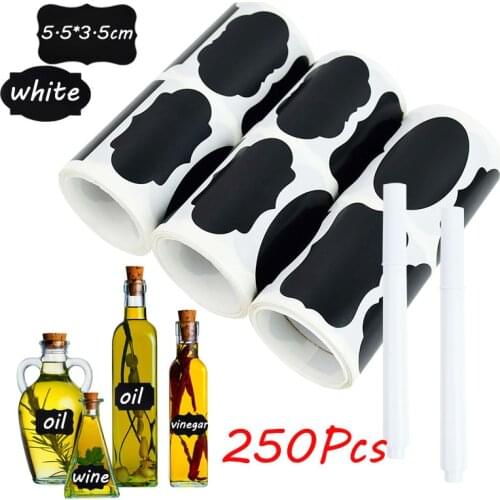250Pcs Blackboard Label Stickers Kitchen Removable Waterproof Chalkboard Sticker White Erasable Chalk Home Mark Pen Jars Labels