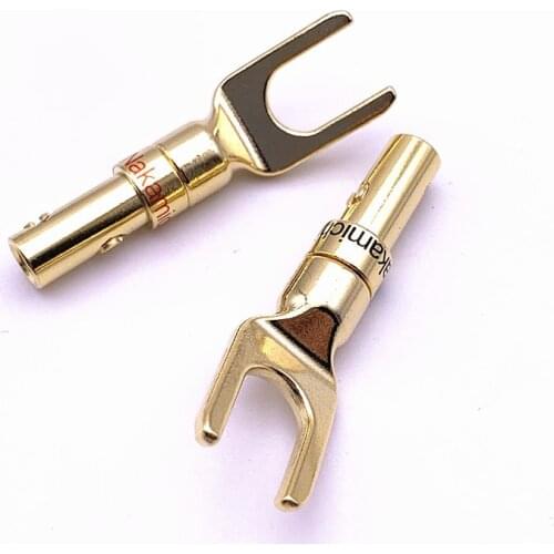 4Pcs/lot Nakamichi Banana Male Plug Gold Plated Copper Y-Type U Speaker Plugs Adapter Banana Plug Wire Cable Connectors