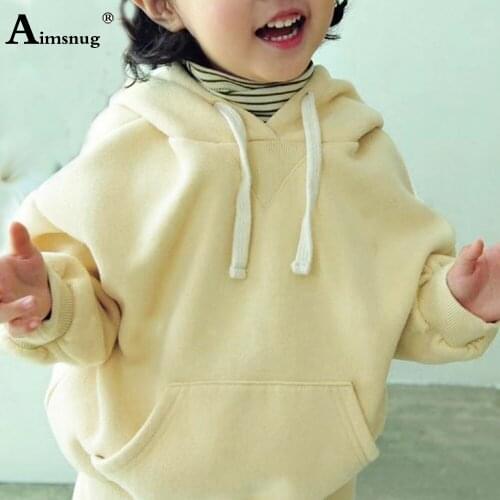 Aimsnug 2021 Kids Clothes Unisex Boys Girls Tracksuit Sets Autumn Hooded Sweeshirt Pocket Design Children two piece outfits