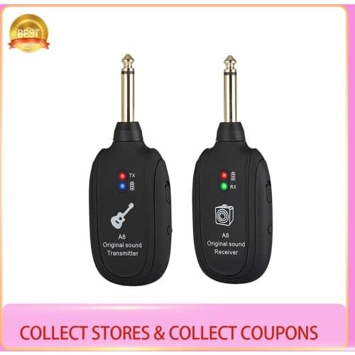 Guitar Wireless System Transmitter Receiver Built-In Rechargeable Wireless Guitar Transmitter Guitar Transmitter Accessory