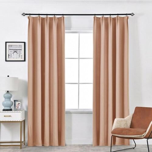 Beige Curtains for living Room Bedroom Solid Thermal Insulation Curtain Ready Made Grey Window Treatment Drapes Home Decor