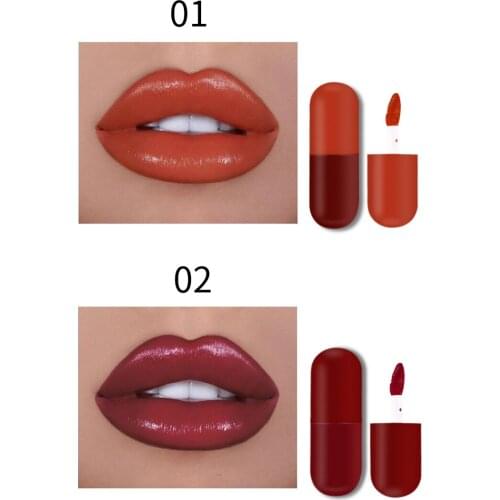 20pcs Custom Your Logo Lasting Lipstick Matte Waterproof Capsule Designed Lip Gloss Non-stick Cup Portable Lipstick Lips Makeup