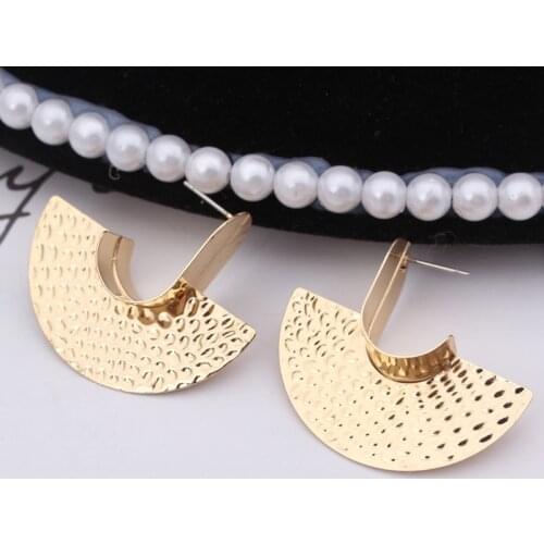 Exaggerated Big Geometric Dangle Earring Gold Color Irregular Semicircle Round Metal Earring for Women Party Jewelry Accessories