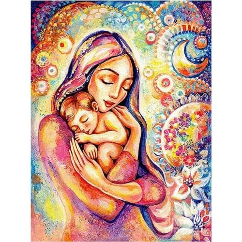 Colorful Portrait Mother and Ahild Diamond Painting Round Full Drill Nouveaute DIY Mosaic Embroidery 5D Cross Stitch Home Decor