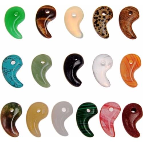 Druzy New Iridescent Opal Natural Stone Pendulum Comma Charms Pendants Fit Original Bracelet Necklace DIY Quartz Jewelry 6Pc