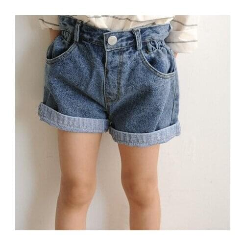 2020 childrens fashion, fresh and wild girl denim shorts