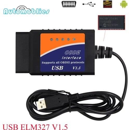 ELM327 USB V1.5 OBD2 Car Diagnostic Interface Scanner ELM 327 V 1.5 OBDII Diagnostic Tool ELM-327 OBD 2 Code Reader Scanner