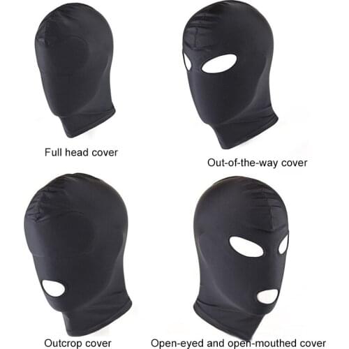 Classic Black Sexy Faux Leather Head Cover Four Styles Couple SM Sex Toys Adult Flirt Toys Cosplay Binding Bundle Game
