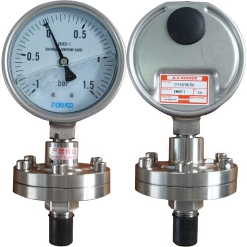100mm/4inch compound -1 to 1.5bar Diaphragm Seal Pressure gauge SS316