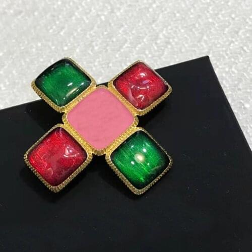 Hot Brand Fashion Jewelry Vintage Camellia Flower Style Cross Brooch Sweater