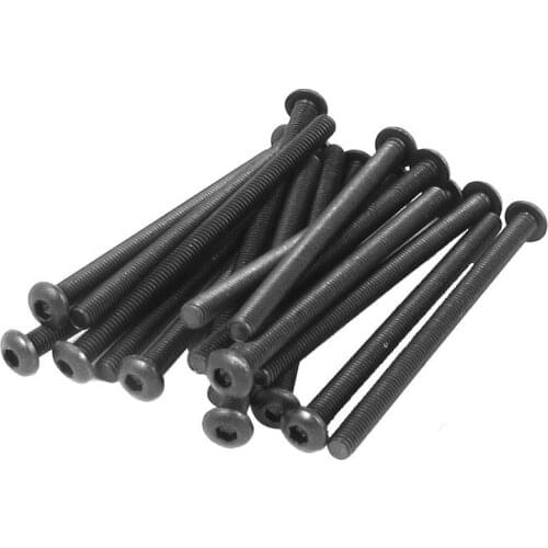 M3 x 45mm Alloy Steel Hex Socket Button Head Screws Black 20 Pcs