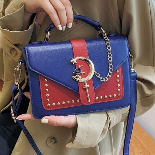Small Pu Leather Shoulder Bags for Women Rivet Designer Messenger Bag 2021 Chain Ladies Handbags Vintage Flap Tote Crossbody Bag