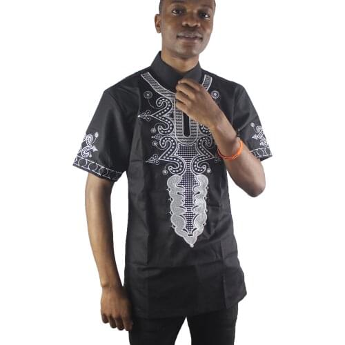Black Dashiki Mens Embrodiery fashion t-shirt