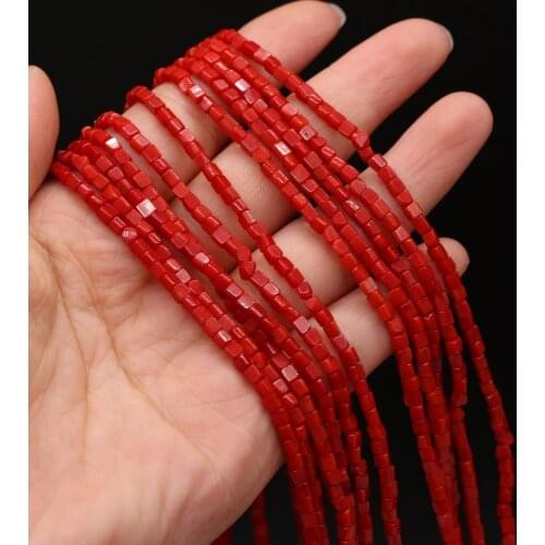 Fashion Red Coral Beads Square Shape Spacer Cube Bead for Jewelry Making DIY Necklace Bracelet Accessories