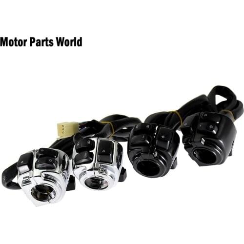 Motorcycle 1" Handlebar Control Switches+ Wiring Harness Black/Chrome For Harley Touring Electra Glide Dyna Sportster XL Softail