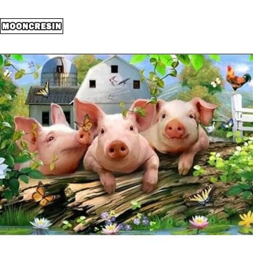 5D Diy Diamond Painting Three Little Pigs Diamond Embroidery Full Square Drill Needlework Rhinestone Mosaic Kit Home Decoration