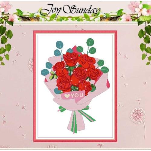 Love rose flower painting counted 11CT 14CT Cross Stitch Sets DIY Chinese Cross-stitch Kits Embroidery Needlework home decor