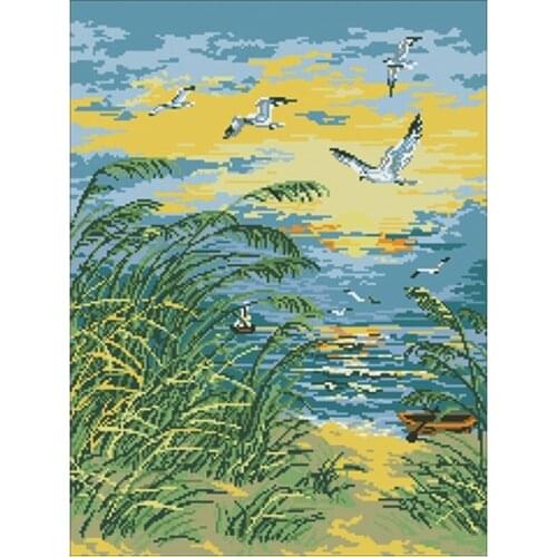 Beach seagull patterns Counted Cross Stitch 11CT 14CT 18CT DIY Cross Stitch Kits Embroidery Needlework Sets home decor