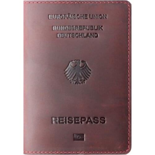 Genuine Leather Germany Passport Cover Credit Card ID Holder Men Passport Case Business Unisex Travel Wallet Case Deutschland