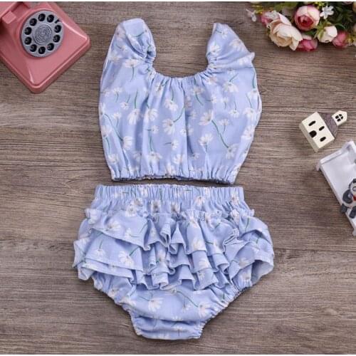 Baby Girls Clothes 2017 Summer Newborn Fashion Flower Printing Top Shirt+Short Pant Sport Suits Children Clothing Set