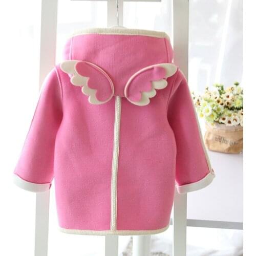 Autumn Outerwear winter female child with a hood thickening woolen trench medium-long berber fleece outerwear wings Girl Coat