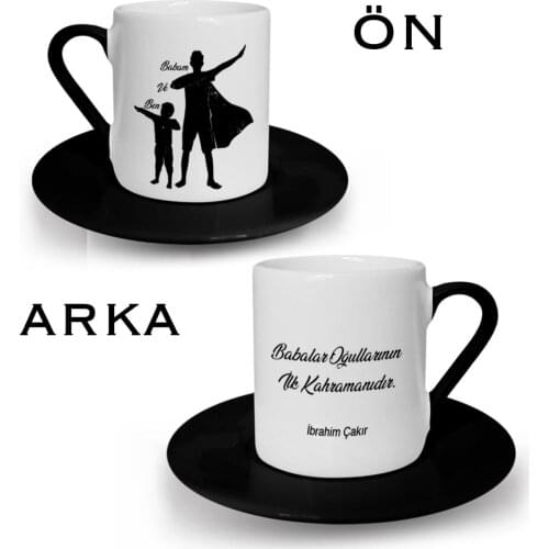 Personalized Fathers Day Themed Black Turkish coffee Cup 29-583