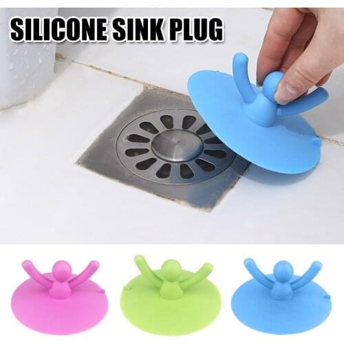 Shower Drain Stopper Plug Cartoon People Silicone Bathtub Cover Hair Catchers for Floor Laundry Kitchen Bathroom VC