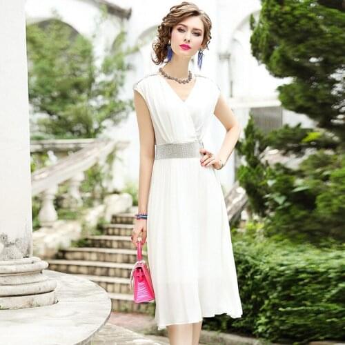 Luxury 2021 new Designer Celebrities party dress autumn Women Beaded Club Dress 3xl Chiffon summer ladies V-collar sexy dresses