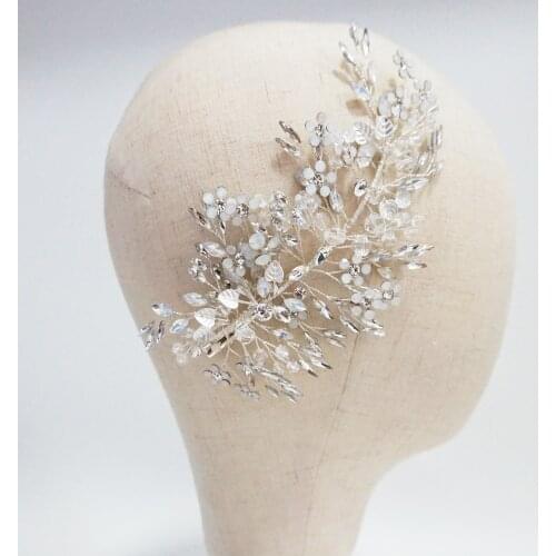 Luxury Opal crystal Bridal Headpiece Handmade Wedding Hair Clips Comb Party Prom Hair Jewelry Hair Accessories Brides Headdress