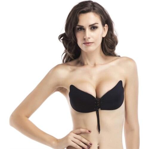 Silicone Bra For Women Invisible Push Up Bridal bra Seamless Strapless Bandage Blackless Underwear Women Bra For Wedding Dress