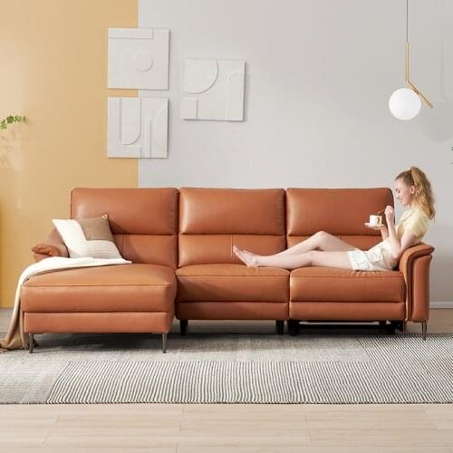Modern design of gujia home: simple electric multifunctional leather sofa living room furniture combination 6023