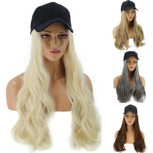 WomenGirl Long Curly Wig Synthetic Hairpiece Hair Extension with Baseball Cap женская бейсболка бренд protected screen for face