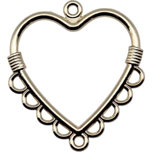 WYSIWYG 4pcs Heart Earring Connector Charms For Jewelry Making 27x30mm High Quality KC Gold Color Earring Making Accessories