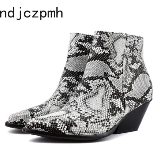 Womens Boots Autumn And Winter New Pointed zipper Color matching Thick heel mid heel Short tube Womens shoes plus size 34-48