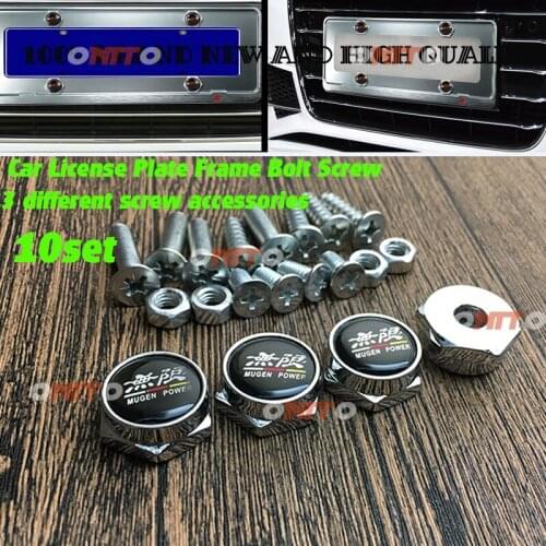 10set Car Nuts Bolts Car License Plate Bolts Frame Screws For Mugen Power Civic Accord CRV Accord S2000 CR-V Mugen sticker decal