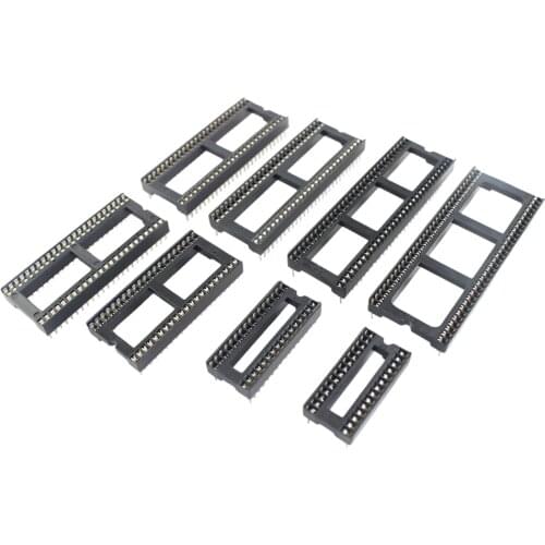 10pcs 1.778mm Pitch 28P 32P 42P 48P 52P 56P 64P DIP Solder Square Hole Narrow Wide IC Socket Connector 28 32 42 48 52 56 64 Pin
