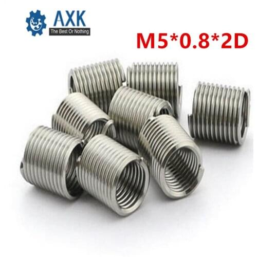 100pcs M5*0.8*2D Wire Thread Insert Stainless Steel 304 Wire Screw Sleeve, M5 Screw Bushing Helicoil Wire Thread Repair Inserts