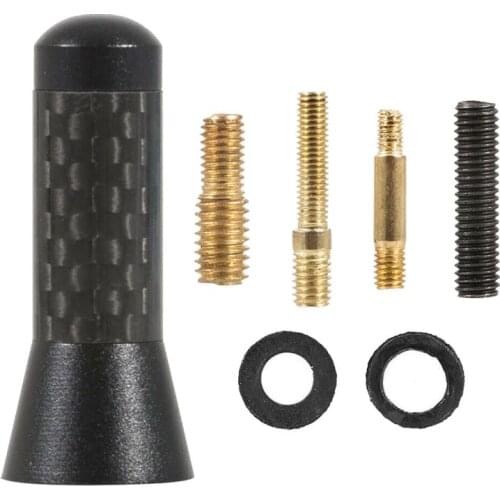 2019 Black Aluminum 1.4" Stubby Carbon Fiber Car AM/FM Radio Antenna+Screws