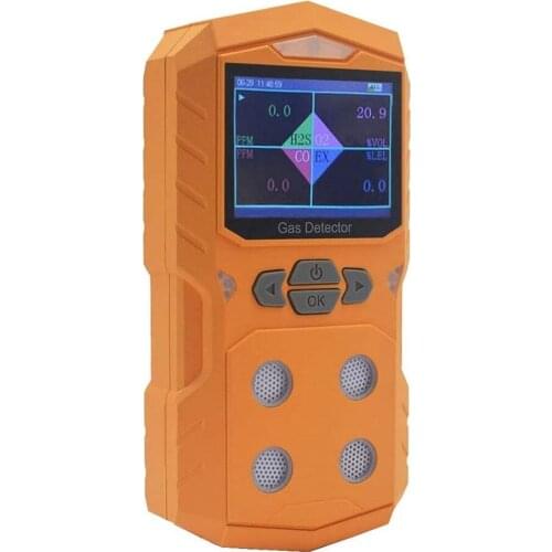 4 in 1 Gas Detector Gas Analyzer Portable Multi Gas Monitor Color Display with Graphing Rechargeable Battery Sound Light Alarm