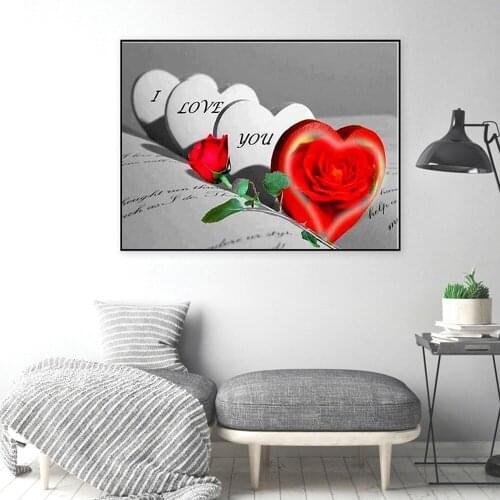 5D Diamond Painting Scenic Rose I Love You Full Square Embroidery Sale Diamond Valentines Day Present Home Decor