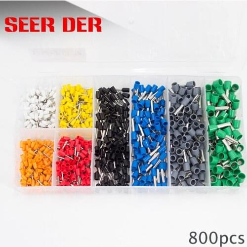 800pcs Electrical Bootlace Ferrules Kit Cable Wire Copper Crimp Terminals
