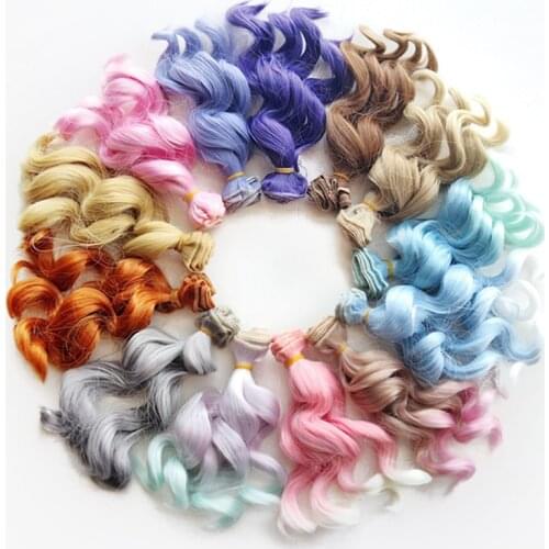 New Diy Bjd Wig Accessories 1piece 15*100CM Doll Hair For 1/3 1/4 1/6 1/12 Natural Color Synthetic Fiber Curly Doll Hair Bjd Wig