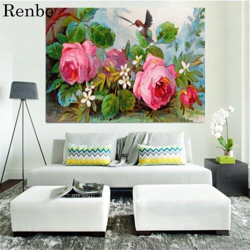 5D DIY Diamond Painting Rose Hummingbird Full Square Round Drill Rhinestones Embroidery Cross Stitch mosaic Decor Direct selling